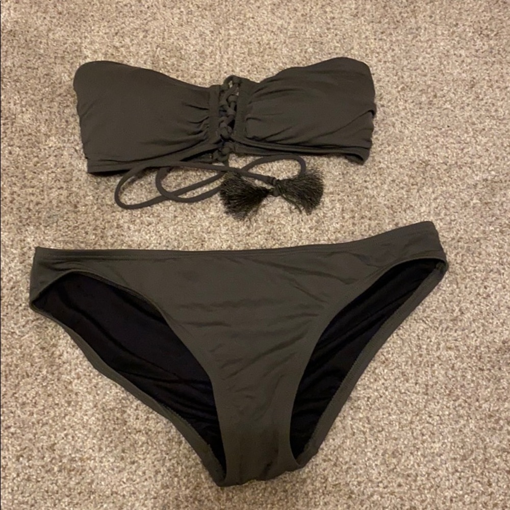 Two piece army green swimsuit